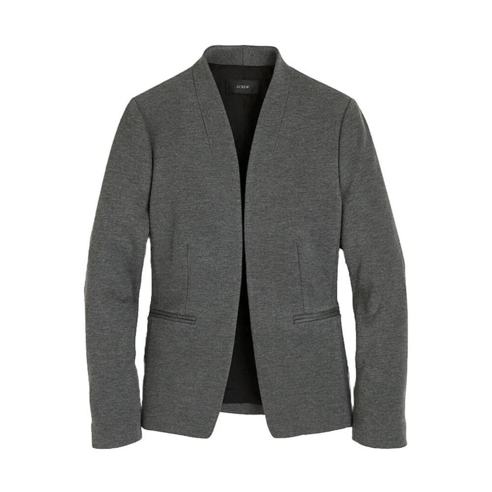 NWT J.Crew Going Out Blazer in Heather Dove Stretch Twill Open Front Jacket 2P